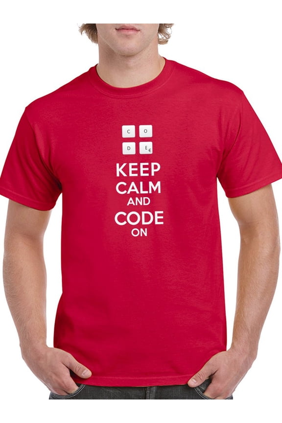 Keep Calm and Code On CODE Men Red T-Shirt, Male Large