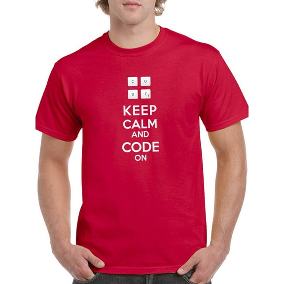 Keep Calm and Code On CODE Men Red T-Shirt, Male x-Large