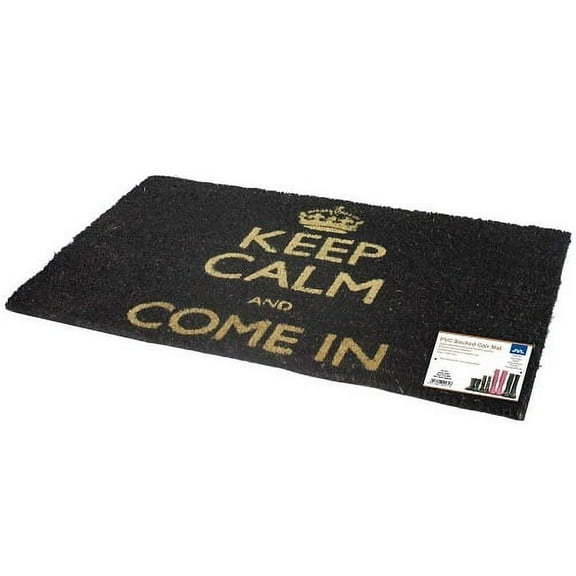 Keep Calm and Come in Coir Door Mat (Black)