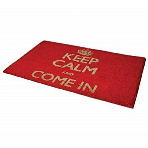 Keep Calm and Come in Coir Door Mat (Red) Pack of 2