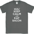 thumbnail image 1 of Keep Calm and Eat Bacon T-Shirt Funny BBQ Grilling Food Pork Tee - Charcoal, L, 1 of 1