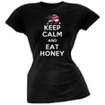 thumbnail image 1 of Keep Calm and Eat Honey USA Flag Black Womens T-Shirt, 1 of 1