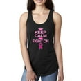 thumbnail image 1 of Keep Calm and Fight On Breast Cancer Awareness Ladies Racerback Tank Top, Black, Small, 1 of 3