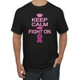 thumbnail image 1 of Keep Calm and Fight On Breast Cancer Awareness Men's Graphic T-Shirt, Black, Small, 1 of 3