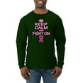 thumbnail image 1 of Keep Calm and Fight On Breast Cancer Awareness Mens Long Sleeve Shirt, Forest Green, X-Large, 1 of 3
