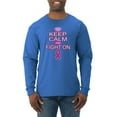 thumbnail image 1 of Keep Calm and Fight On Breast Cancer Awareness Mens Long Sleeve Shirt, Royal, Medium, 1 of 3