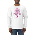 thumbnail image 1 of Keep Calm and Fight On Breast Cancer Awareness Mens Long Sleeve Shirt, White, Medium, 1 of 3
