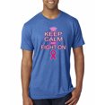 thumbnail image 1 of Keep Calm and Fight On Breast Cancer Awareness Mens Premium Tri Blend T-Shirt, Vintage Royal, Large, 1 of 3