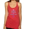 thumbnail image 1 of Keep Calm and Fight On Breast Cancer Awareness Tri-Blend Racerback Tank Top, Vintage Red, Large, 1 of 3