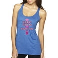 thumbnail image 1 of Keep Calm and Fight On Breast Cancer Awareness Tri-Blend Racerback Tank Top, Vintage Royal, Large, 1 of 3