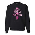 thumbnail image 1 of Keep Calm and Fight On Breast Cancer Awareness Unisex Crewneck Graphic Sweatshirt, Black, Small, 1 of 3