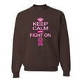 thumbnail image 1 of Keep Calm and Fight On Breast Cancer Awareness Unisex Crewneck Graphic Sweatshirt, Brown, X-Large, 1 of 3