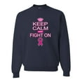 thumbnail image 1 of Keep Calm and Fight On Breast Cancer Awareness Unisex Crewneck Graphic Sweatshirt, Navy, 2XL, 1 of 3