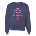 thumbnail image 1 of Keep Calm and Fight On Breast Cancer Awareness Unisex Crewneck Graphic Sweatshirt, Vintage Heather Navy, 2XL, 1 of 3