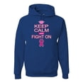 thumbnail image 1 of Keep Calm and Fight On Breast Cancer Awareness Unisex Graphic Hoodie Sweatshirt, Royal, Small, 1 of 3