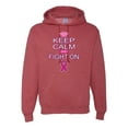thumbnail image 1 of Keep Calm and Fight On Breast Cancer Awareness Unisex Graphic Hoodie Sweatshirt, Vintage Heather Red, 2XL, 1 of 3