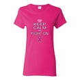 thumbnail image 1 of Keep Calm and Fight On Breast Cancer Awareness Womens Graphic T-Shirt, Heliconia, X-Large, 1 of 3