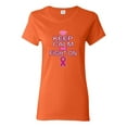 thumbnail image 1 of Keep Calm and Fight On Breast Cancer Awareness Womens Graphic T-Shirt, Orange, Medium, 1 of 3