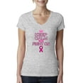 thumbnail image 1 of Keep Calm and Fight On Breast Cancer Awareness Womens V-Neck Tee, Heather Grey, Small, 1 of 3