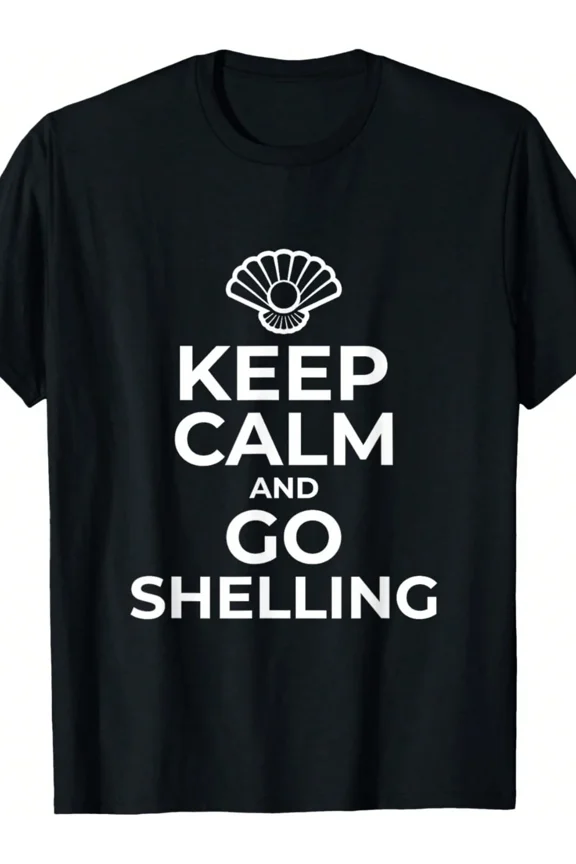 Keep Calm and Go Shelling Seashell Beach Lover Unisex Graphic T-Shirt