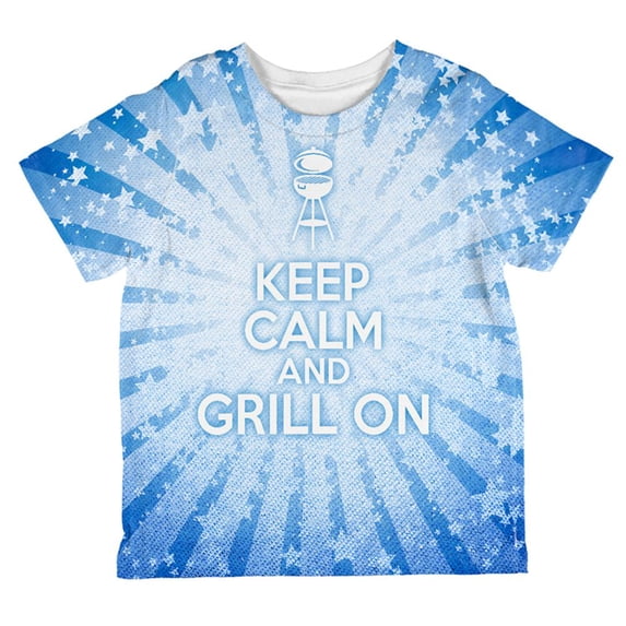 Keep Calm and Grill On Blue All Over Toddler T Shirt Multi 6T