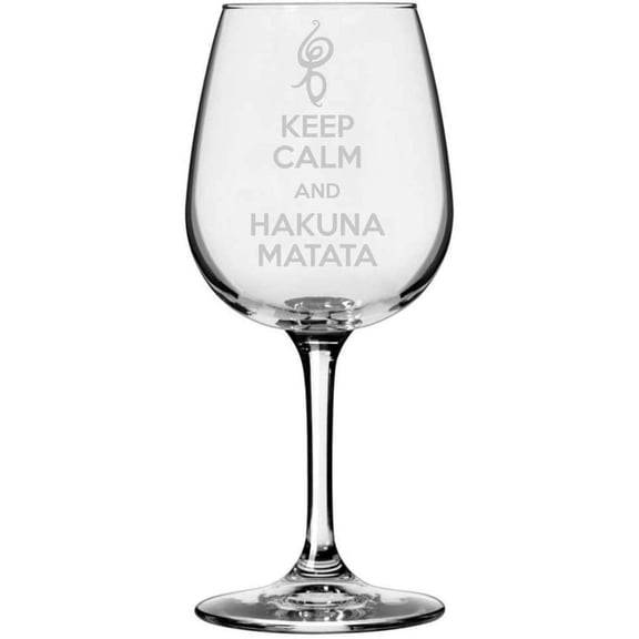 Keep Calm and Hakuna Matata Etched All Purpose 12.75oz Libbey Wine Glass