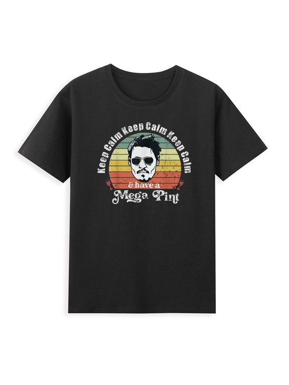 Keep Calm and Have a Mega Pint Funny Quote Gift Sunset Retro Men's T-Shirt Black