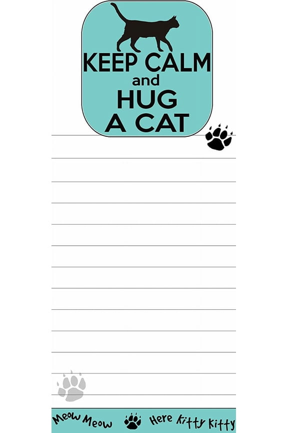 "Keep Calm and Hug A Cat" Uniquely Shaped Magnetic Sticky List Pads