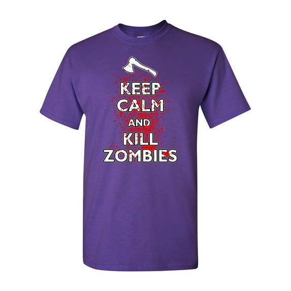 Keep Calm and Kill Zombies Adult DT T-Shirt Tee