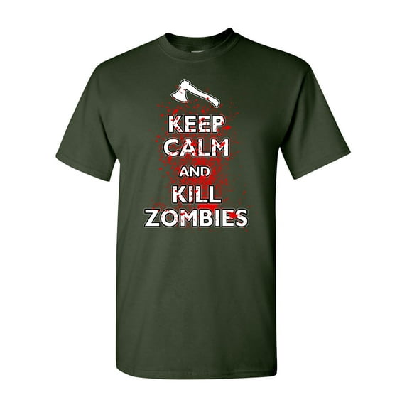 Keep Calm and Kill Zombies Adult DT T-Shirt Tee