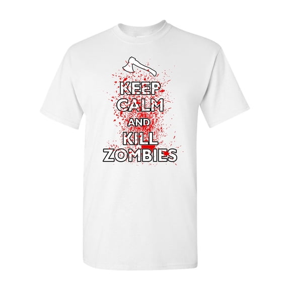 Keep Calm and Kill Zombies Adult DT T-Shirt Tee