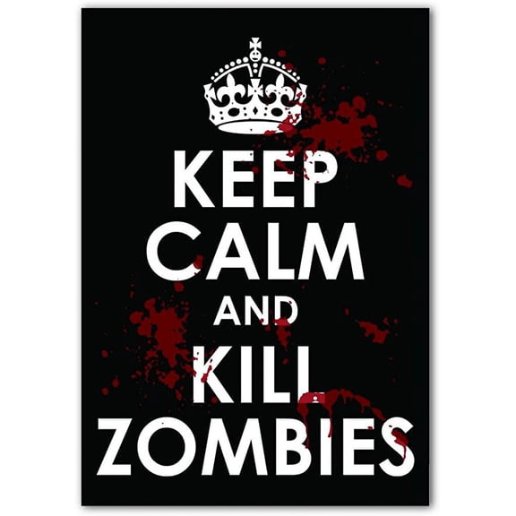 Keep Calm and Kill Zombies Blood Spatter Vinyl Decal Bumper Sticker / Laptop Sticker 3" inches X 5" inches - Pack of 5 Stickers