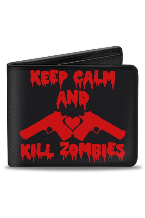 "Keep Calm and Kill Zombies" Guns & Heart Black/Red - Bi-Fold Wallet
