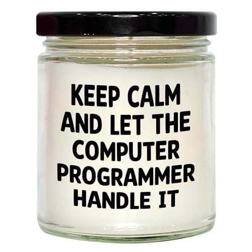 Keep Calm and Let Computer Programmers Handle It 9oz Vanilla Soy Candle Gifts for Computer Programmers from Men to Coworkers for Christmas