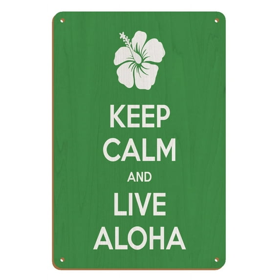 Keep Calm and Live Aloha - Vintage Hawaiian Poster - 8 x 12 inch Vintage Wood Art Sign