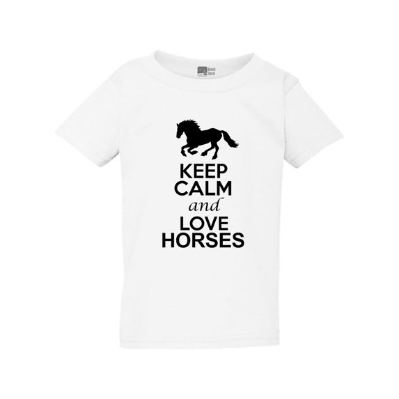 Keep Calm and Love Horses Novelty Horse Lover Toddler Kids T-Shirt Tee