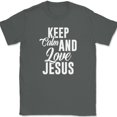 thumbnail image 1 of Keep Calm and Love Jesus T-Shirt Funny Humor Novelty Tee - Charcoal, 4XL, 1 of 1