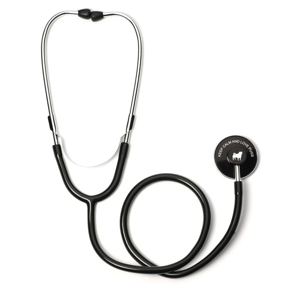 Keep Calm and Love Pugs Single Head Stethoscope (Black)