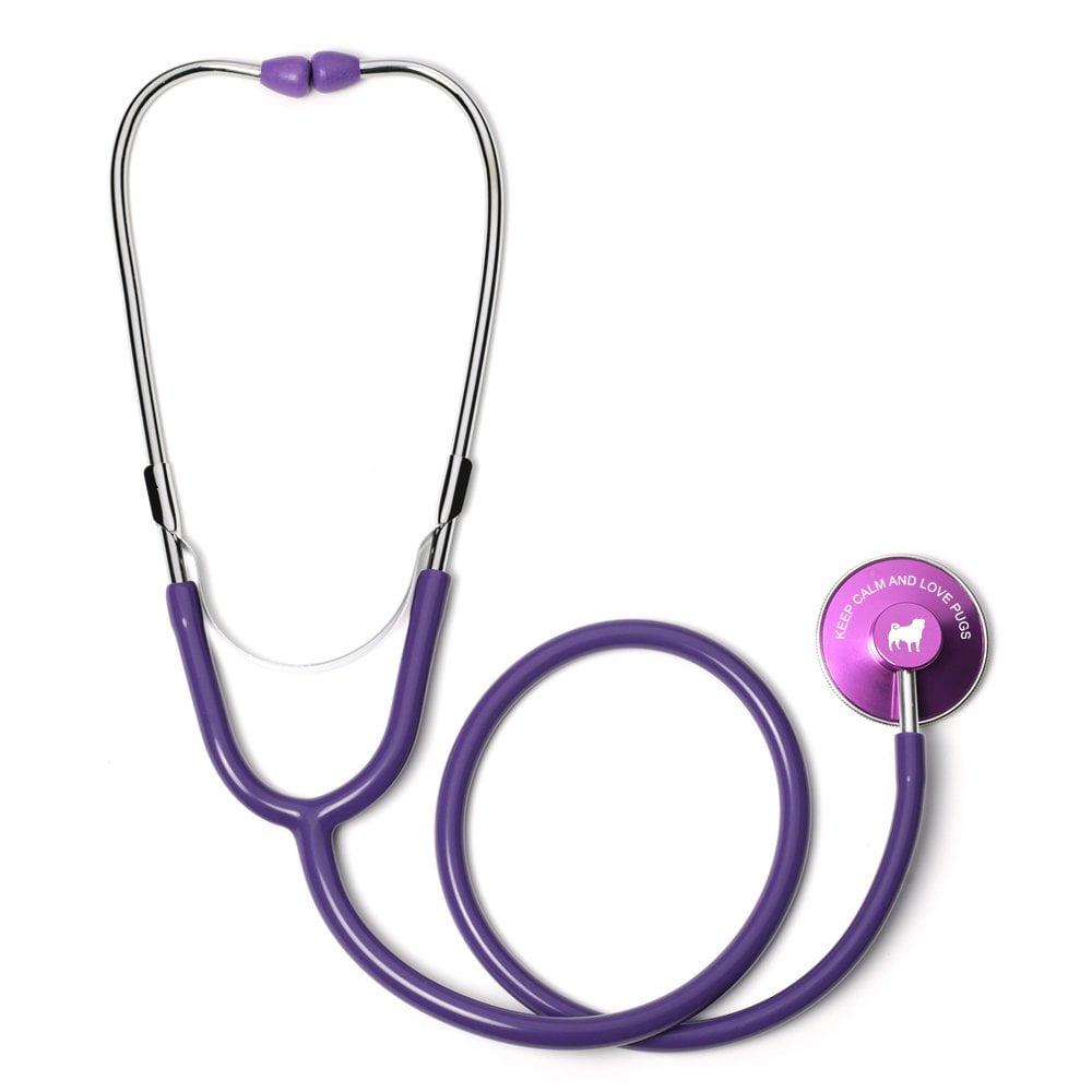 Keep Calm and Love Pugs Single Head Stethoscope (Purple)