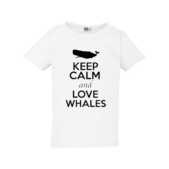 Keep Calm and Love Whales Sea Animal Lover Funny Toddler Kids T-Shirt Tee