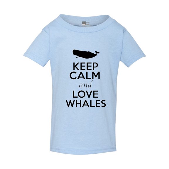 Keep Calm and Love Whales Sea Animal Lover Funny Toddler Kids T-Shirt Tee