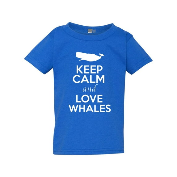 Keep Calm and Love Whales Sea Animal Lover Funny Toddler Kids T-Shirt Tee