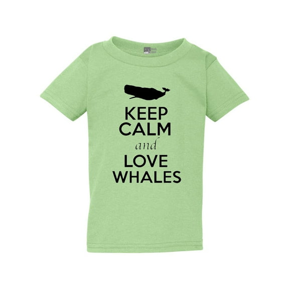 Keep Calm and Love Whales Sea Animal Lover Funny Toddler Kids T-Shirt Tee