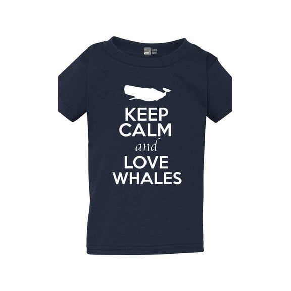 Keep Calm and Love Whales Sea Animal Lover Funny Toddler Kids T-Shirt Tee