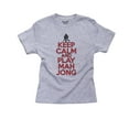 thumbnail image 1 of Keep Calm and Play Mahjong - Lucky Red Print Boy's Cotton Youth Grey T-Shirt, 1 of 2