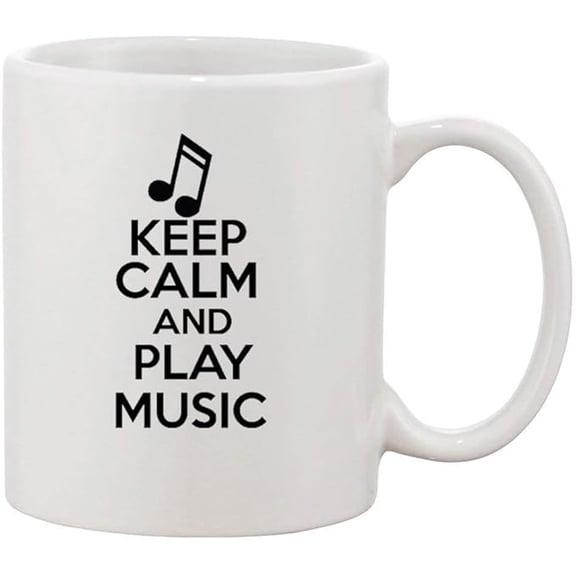 Keep Calm and Play Music Instruments Musician Funny Ceramic White Coffee 11 Oz Mug