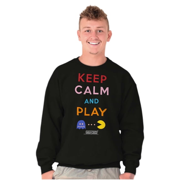 Keep Calm and Play PACMAN Sweatshirt for Men or Women Brisco Brands S
