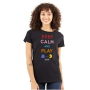 Keep Calm and Play PACMAN Womens T Shirt Ladies Tee Brisco Brands S