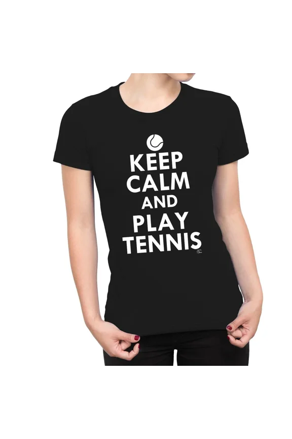 Keep Calm and Play Tennis Motivational Sport Racket Enthusiast Quote Unisex T-Shirt up to size 5XL