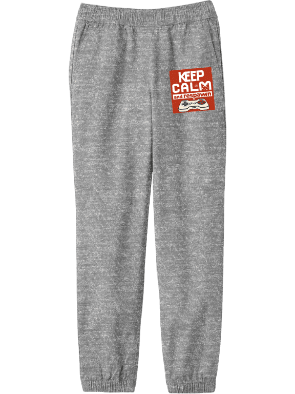 Keep Calm and Respawn Controller Youth Heather Gray Jogger Pants-Small